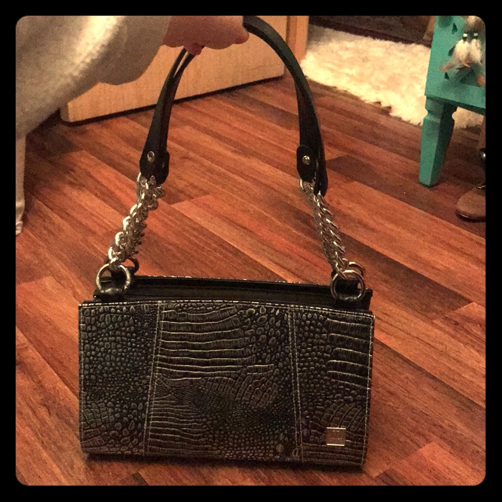 MICHE Shoulder Bag with Chain Straps, Snake Skin